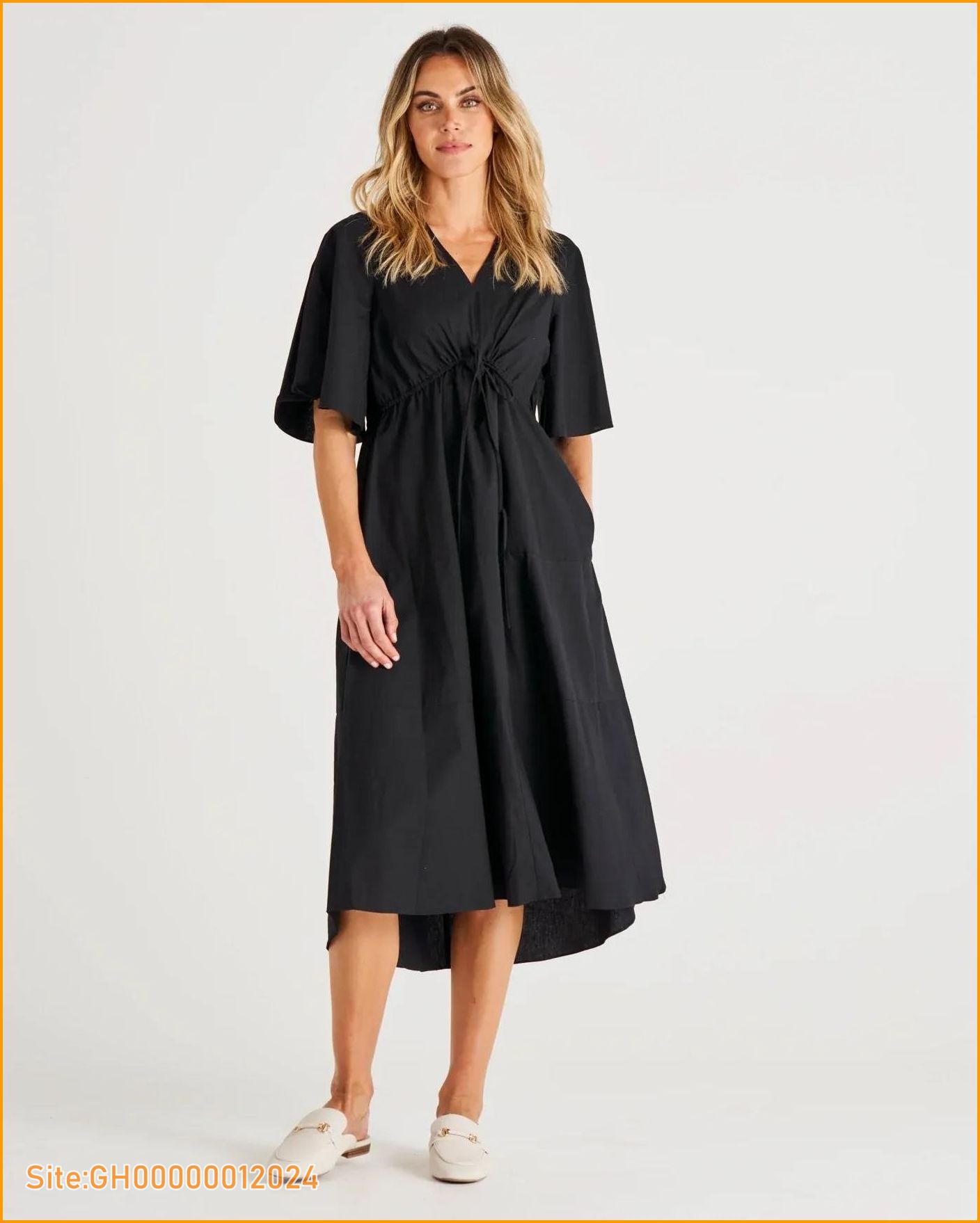 black empire waist dress-3