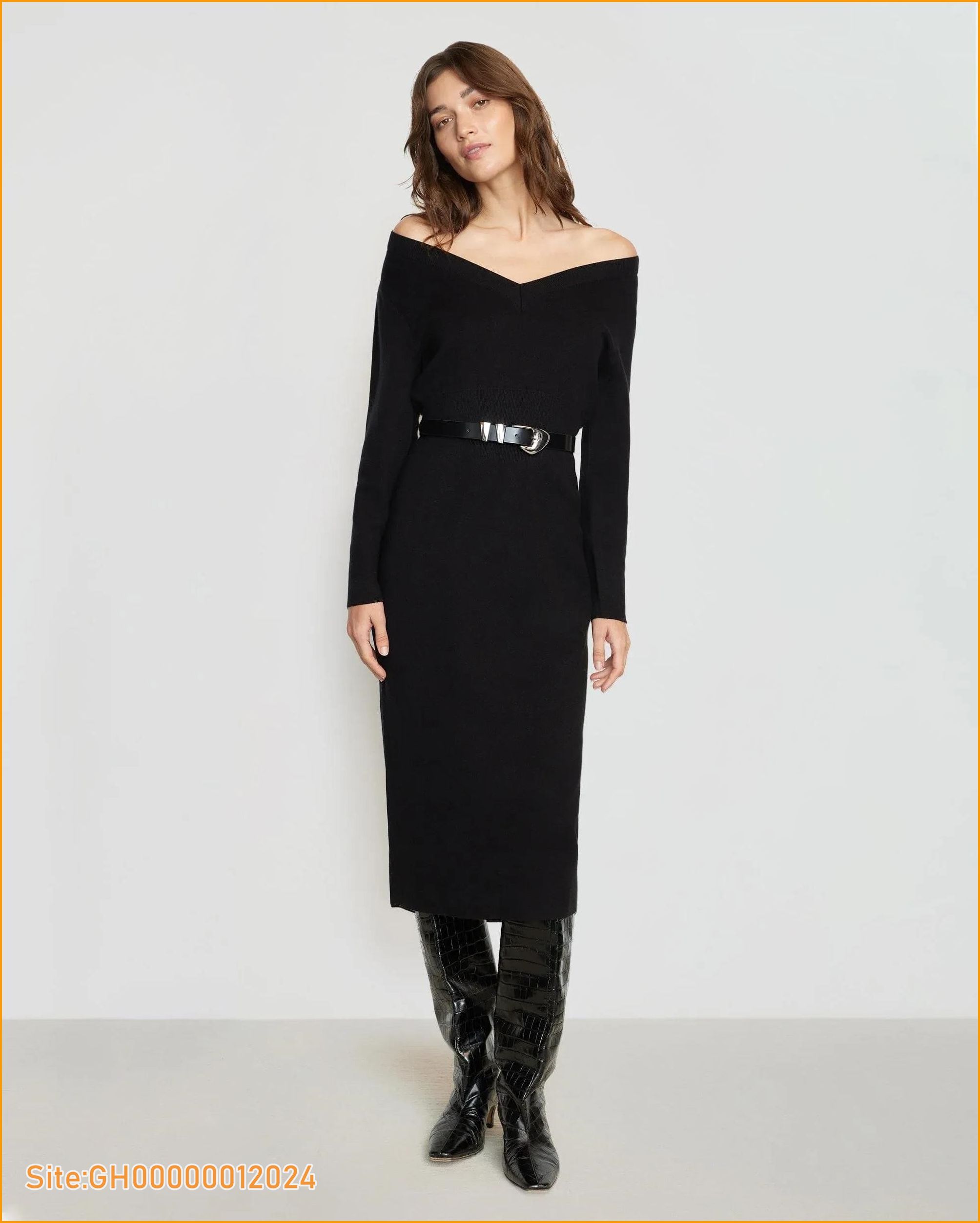 black off the shoulder sweater dress-4