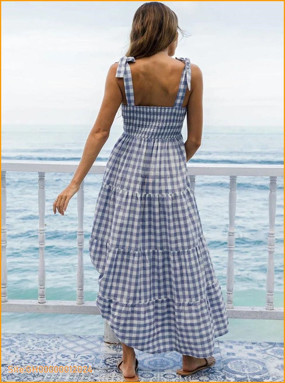 blue gingham dress-1