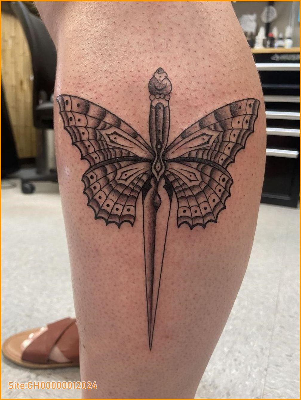 butterfly dagger tattoo-4