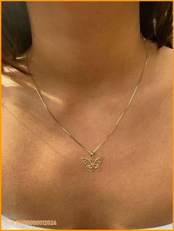 butterfly necklace gold-5