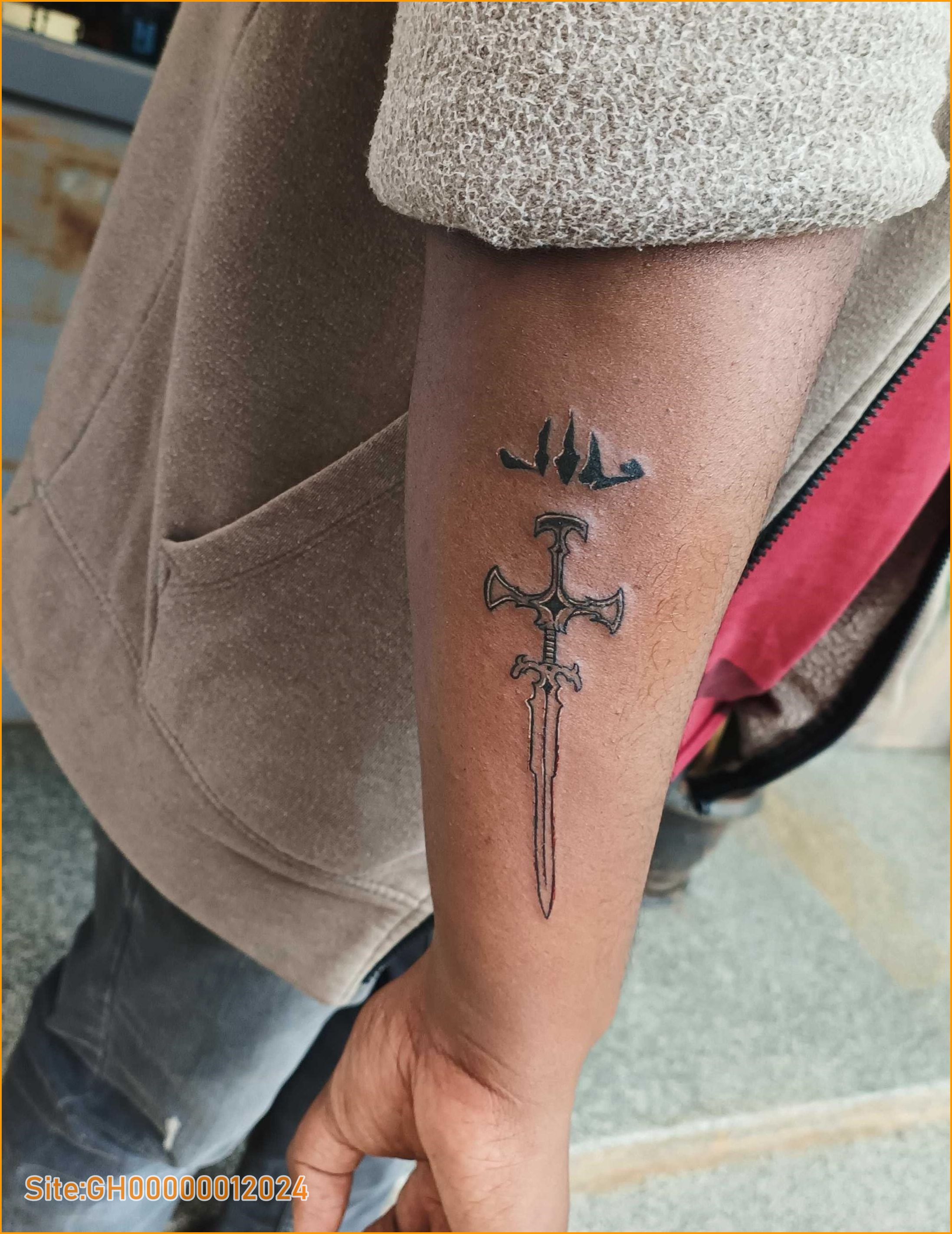 cross dagger tattoo-5