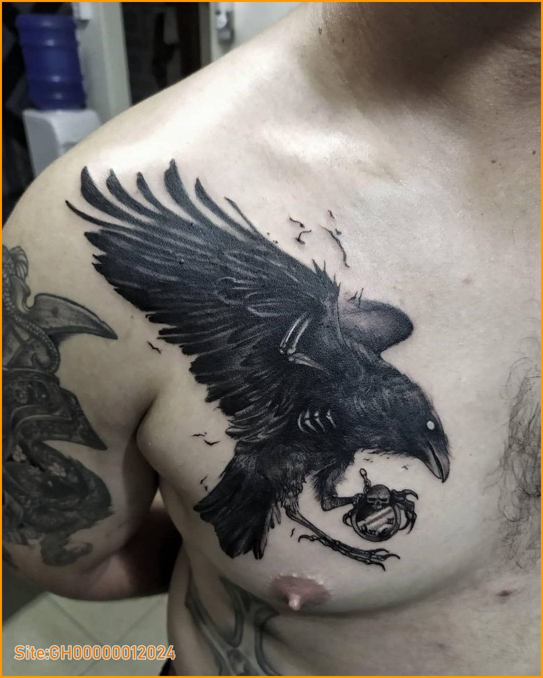 crow chest tattoo-1