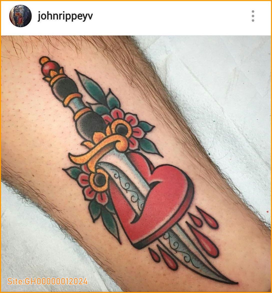 dagger heart tattoo-2