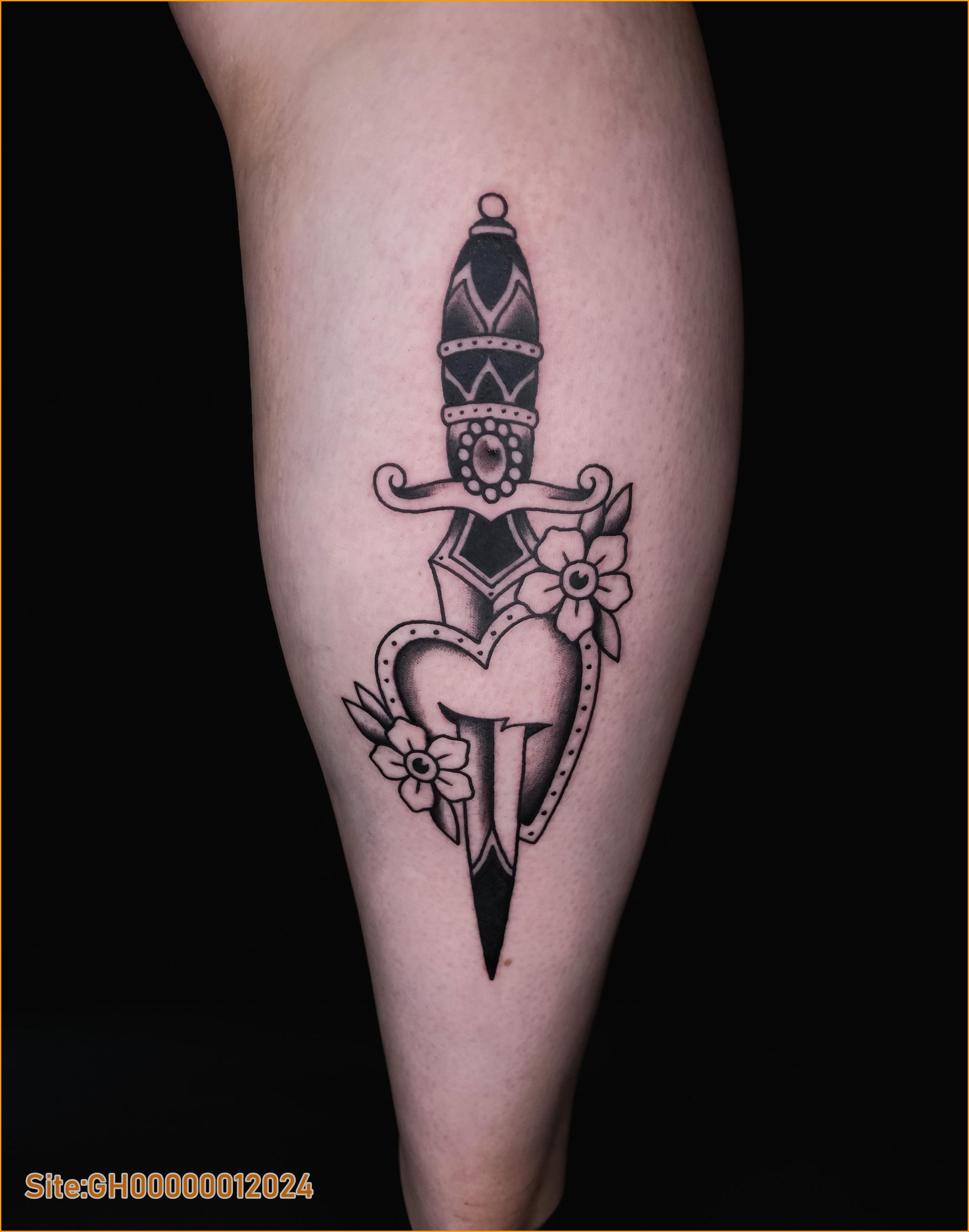 dagger heart tattoo-4