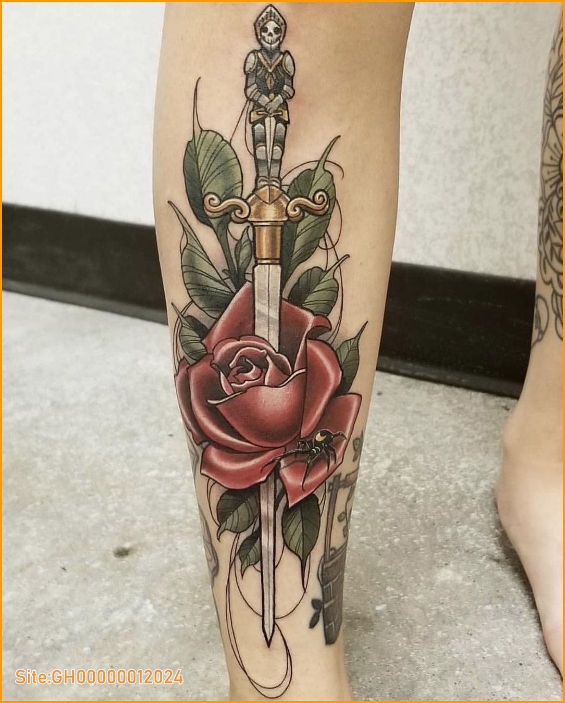 dagger rose tattoo-5