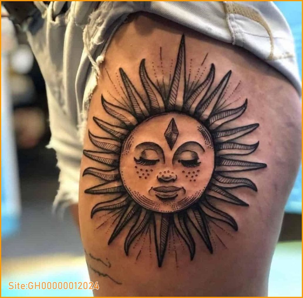 face sun tattoo-2