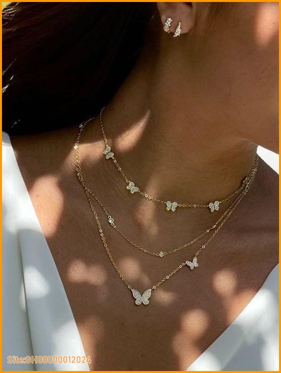 gold butterfly necklace-5