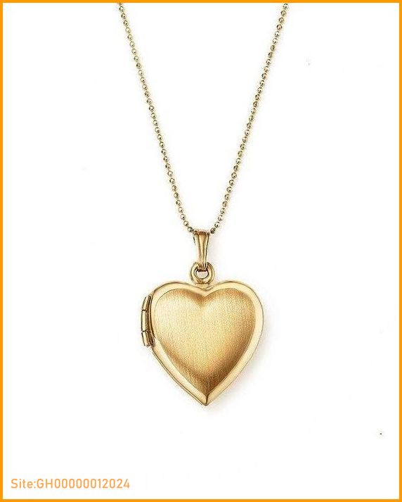 gold heart locket necklace-3