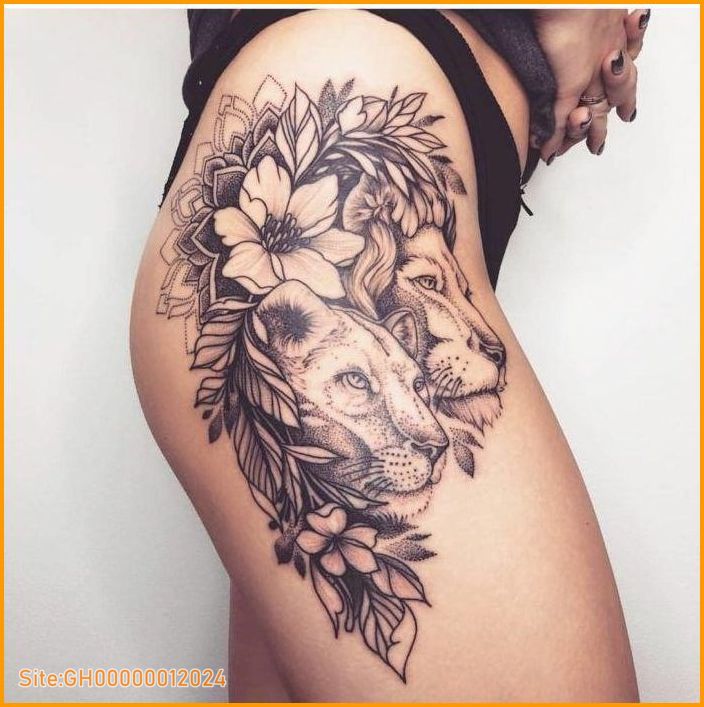 lion thigh tattoo-5