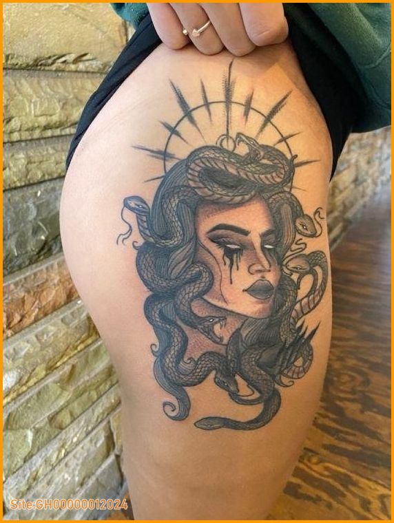 medusa thigh tattoo-3