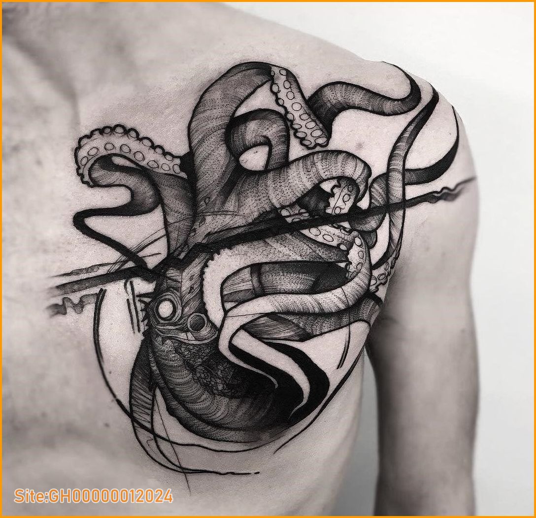 octopus tattoo chest-3