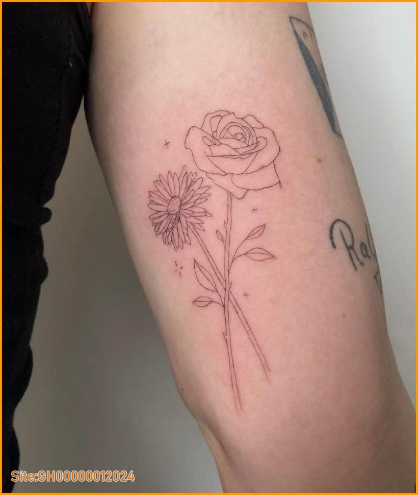 rose and daisy tattoo-2