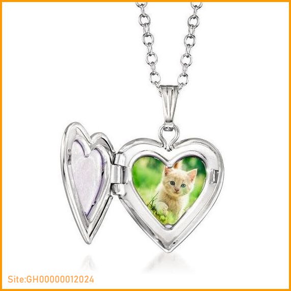 silver heart locket necklace-4