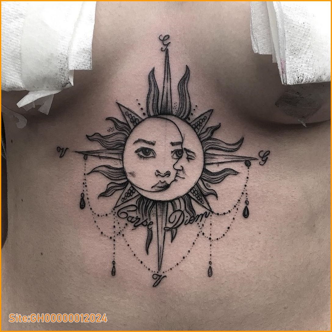 sun tattoo on chest-5