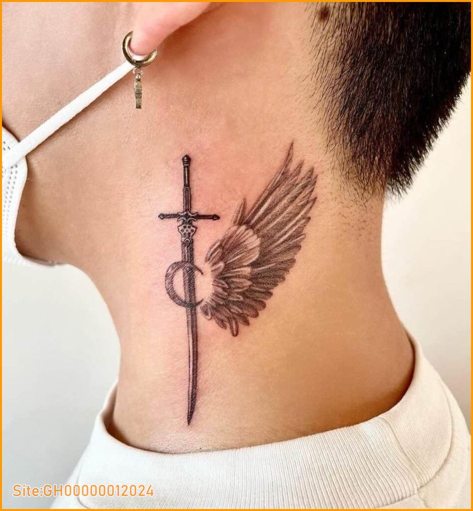 sword tattoo with wings-4