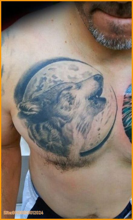 wolf chest tattoo-5