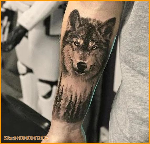 wolf forearm tattoo-2